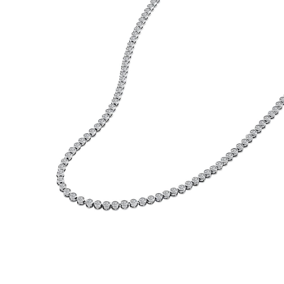 Lab Grown Diamond Bezel-Set Tennis Necklace in 10K White Gold (10 ct. tw.) – Image 3 of 4