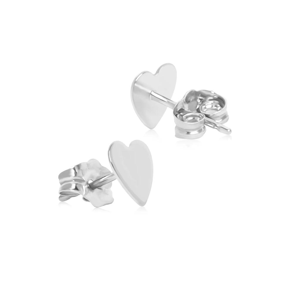 Medium Heart Stud Earrings in 14K White Gold – Image 2 of 2