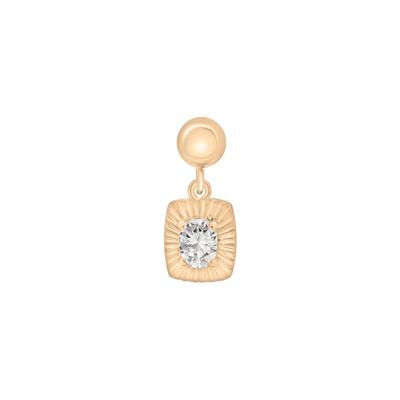 Lab-Created White Sapphire Medallion Birthstone Bead Charm in Vermeil