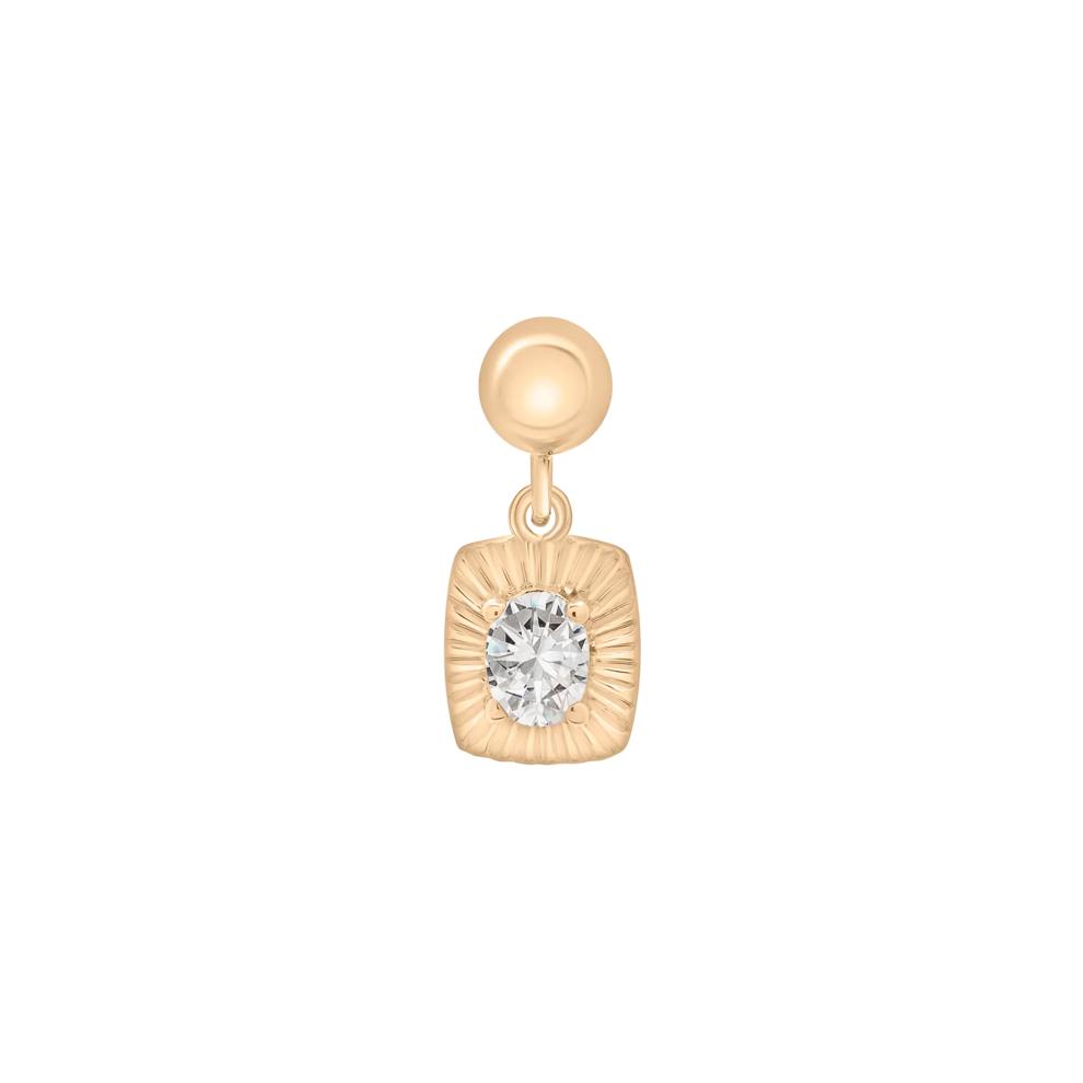 Lab-Created White Sapphire Medallion Birthstone Bead Charm in Vermeil – Image 1 of 3