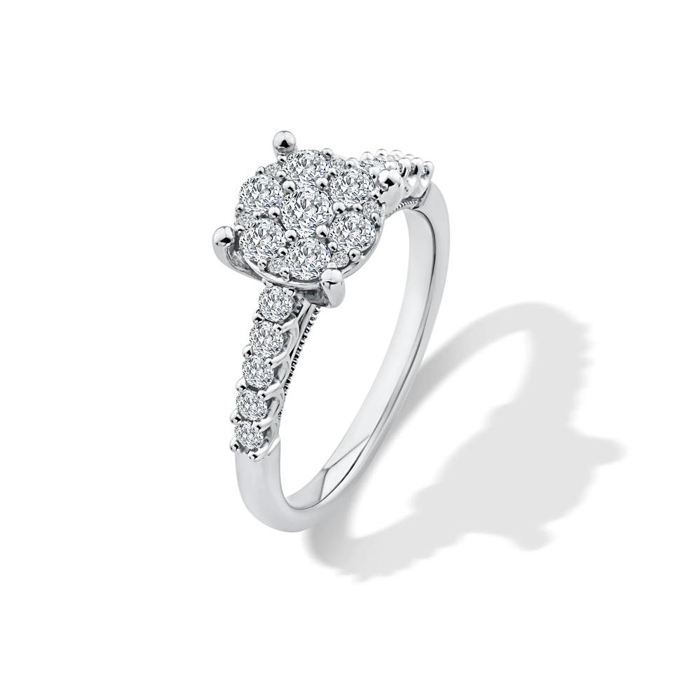 Diamond Round Composite Engagement Set in 10K White Gold (1 ct. tw.) – Image 4 of 6