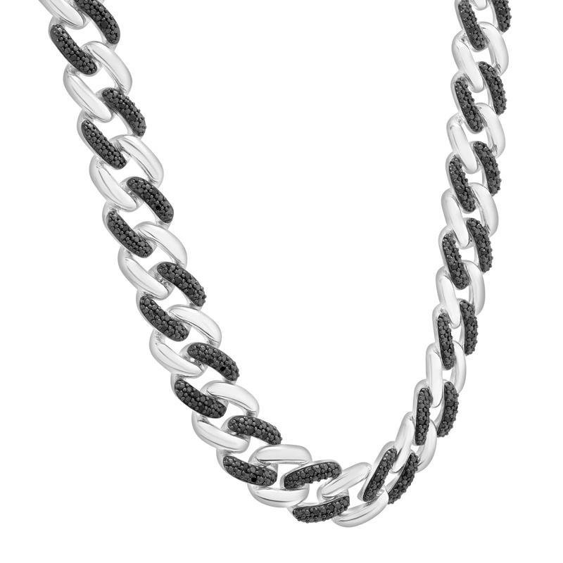 Black Diamond Curb Link Chain Necklace in Sterling Silver &#40;1/2 ct. tw.&#41; – Image 4 of 4