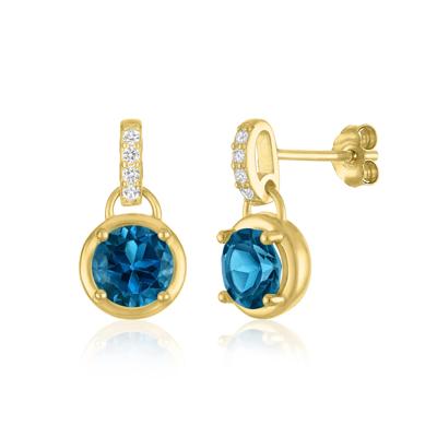 London Blue Topaz & Lab-Created White Sapphire Drop Earrings in Vermeil