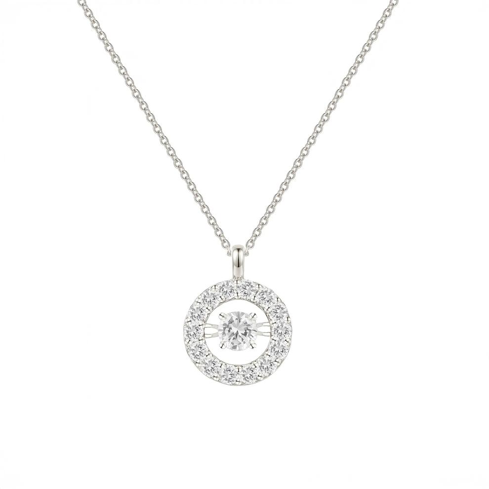 The Beat of Your Heart&reg; Circle Pendant Necklace in 10K White Gold (1/4 ct. tw.) – Image 1 of 3