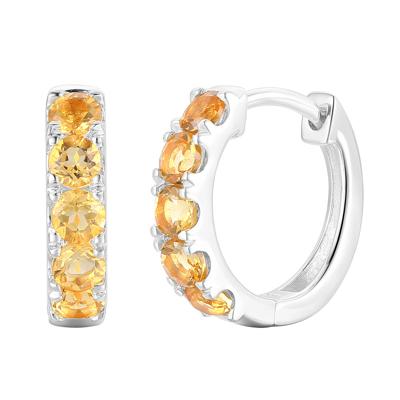 Citrine Hoop Earrings in 10K White Gold