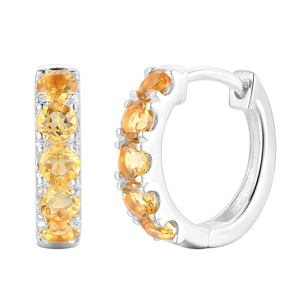 Citrine Hoop Earrings in 10K White Gold – Image 1 of 1