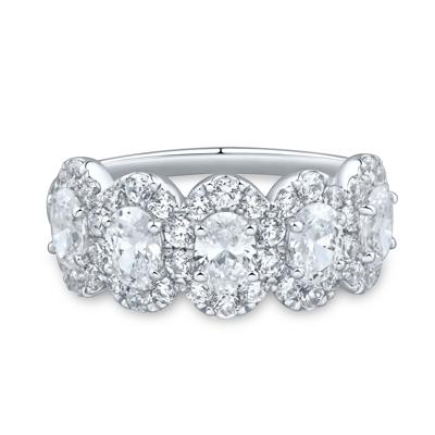 Lab Grown Diamond Five-Stone Oval Anniversary Band in 10K White Gold (2 ct. tw.)