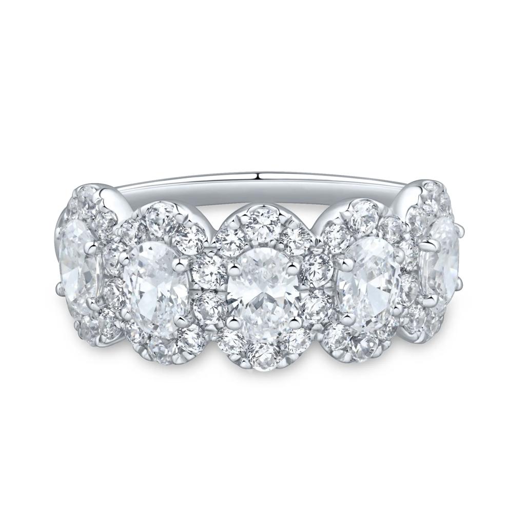 Lab Grown Diamond Five-Stone Oval Anniversary Band in 10K White Gold (2 ct. tw.) – Image 1 of 3