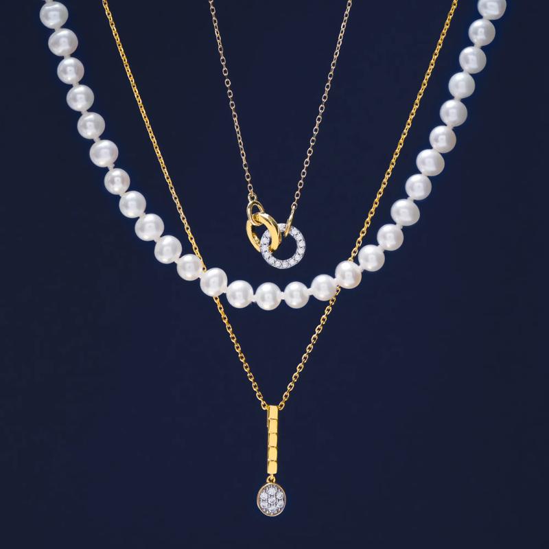 Two-Tone Diamond Linked Circle Necklace in 14K White and Yellow Gold &#40;1/10 ct. tw.&#41; – Image 6 of 6