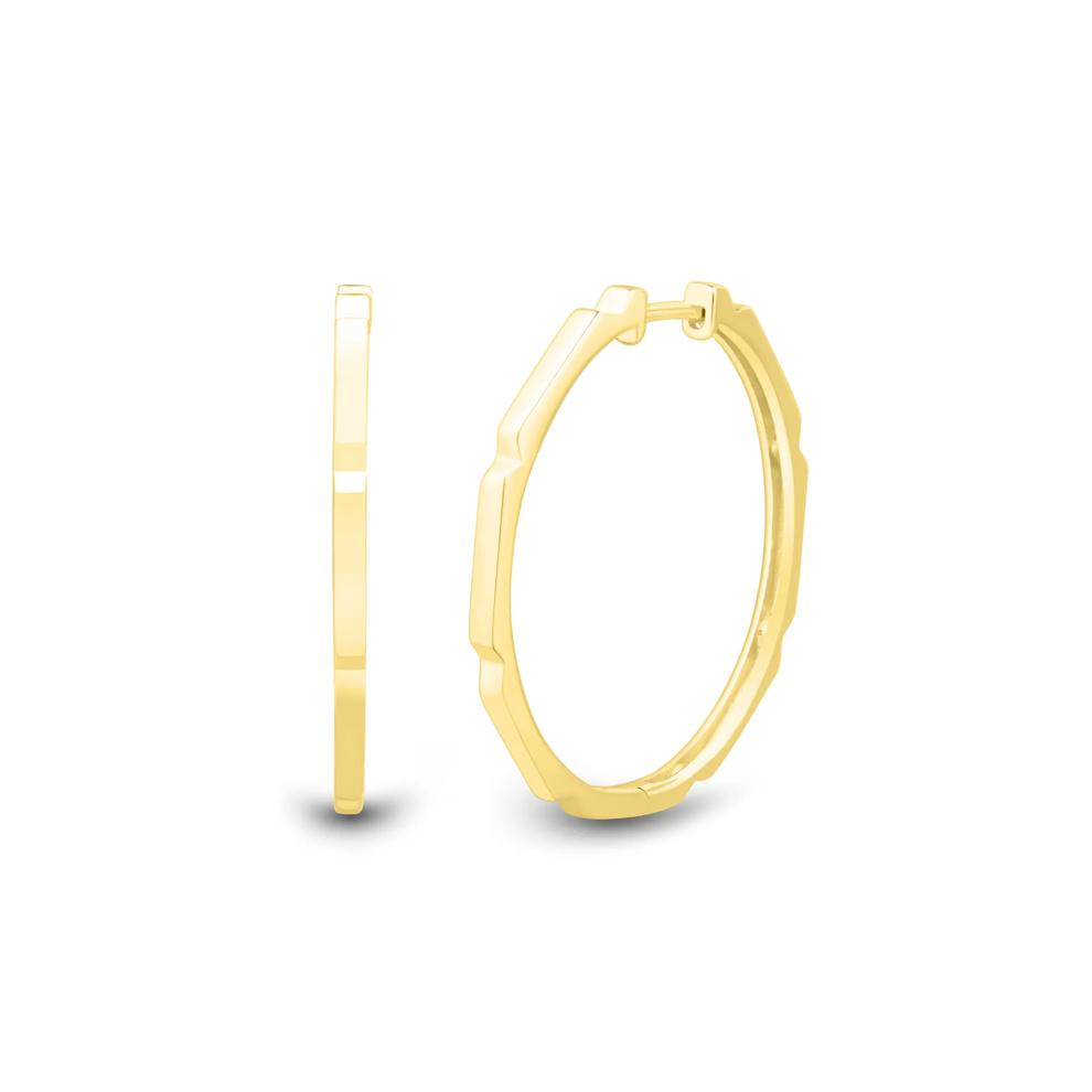 Notched Round Hoop Earrings in Vermeil, 30MM – Image 1 of 2