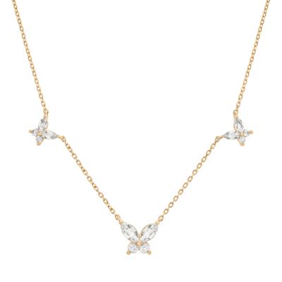 Lab-Created White Sapphire Butterfly Station Necklace in Vermeil