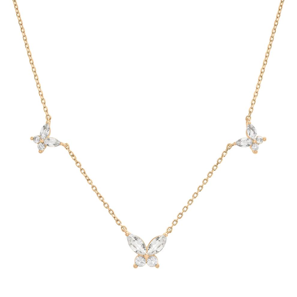 Lab-Created White Sapphire Butterfly Station Necklace in Vermeil – Image 1 of 6