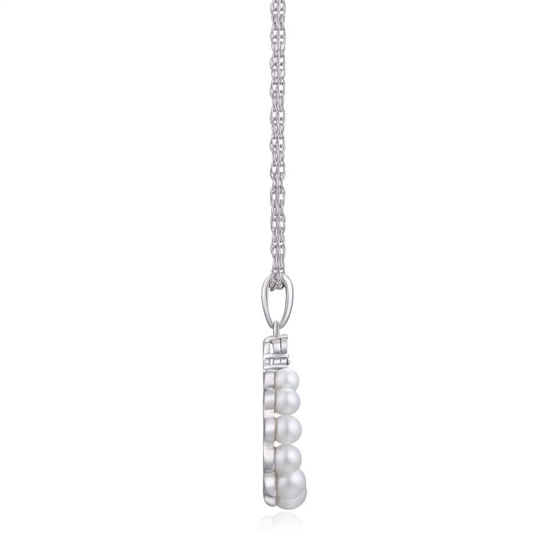 Freshwater Cultured Pearl Diamond Accent Circle Pendant in Sterling Silver – Image 2 of 3