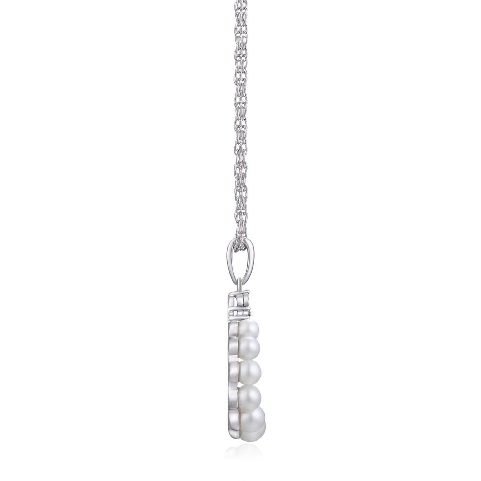 Freshwater Cultured Pearl Diamond Accent Circle Pendant in Sterling Silver – Image 2 of 3