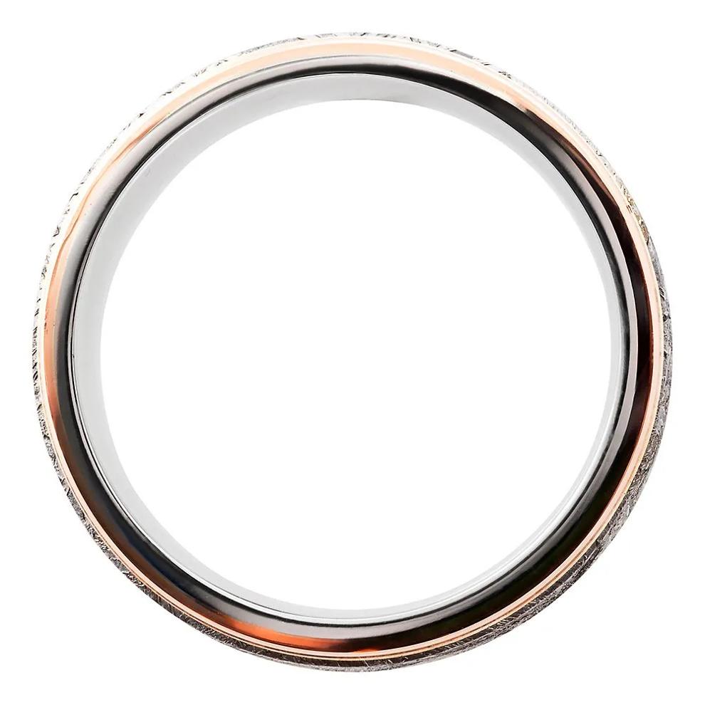 Men&rsquo;s Meteorite Wedding Band with 14K Rose Gold in Cobalt, 7mm – Image 2 of 3