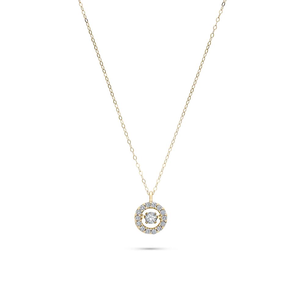 The Beat of Your Heart&reg; Circle Pendant Necklace in 10K Yellow Gold (1/4 ct. tw.) – Image 1 of 4