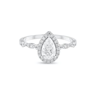 Diamond Pear-Shaped Center Halo Engagement Ring in Platinum (1 ct. tw.)