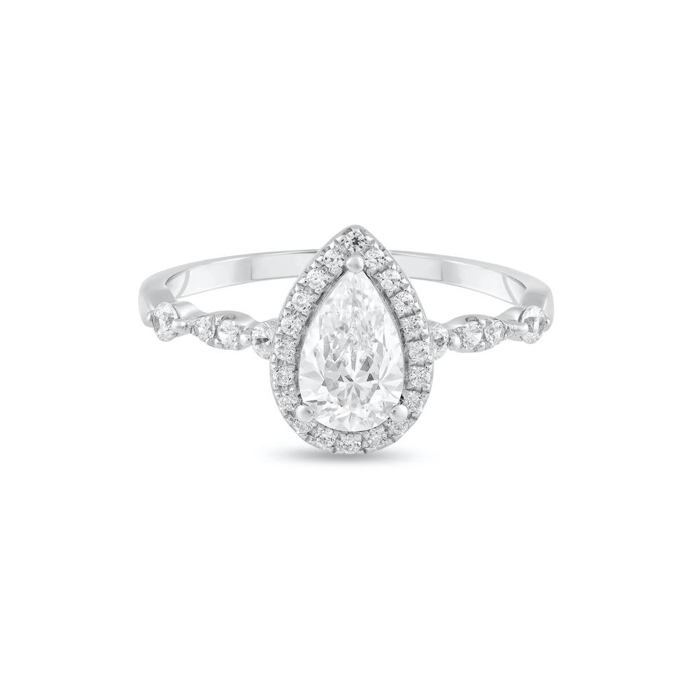 Diamond Pear-Shaped Center Halo Engagement Ring in Platinum (1 ct. tw.) – Image 1 of 4
