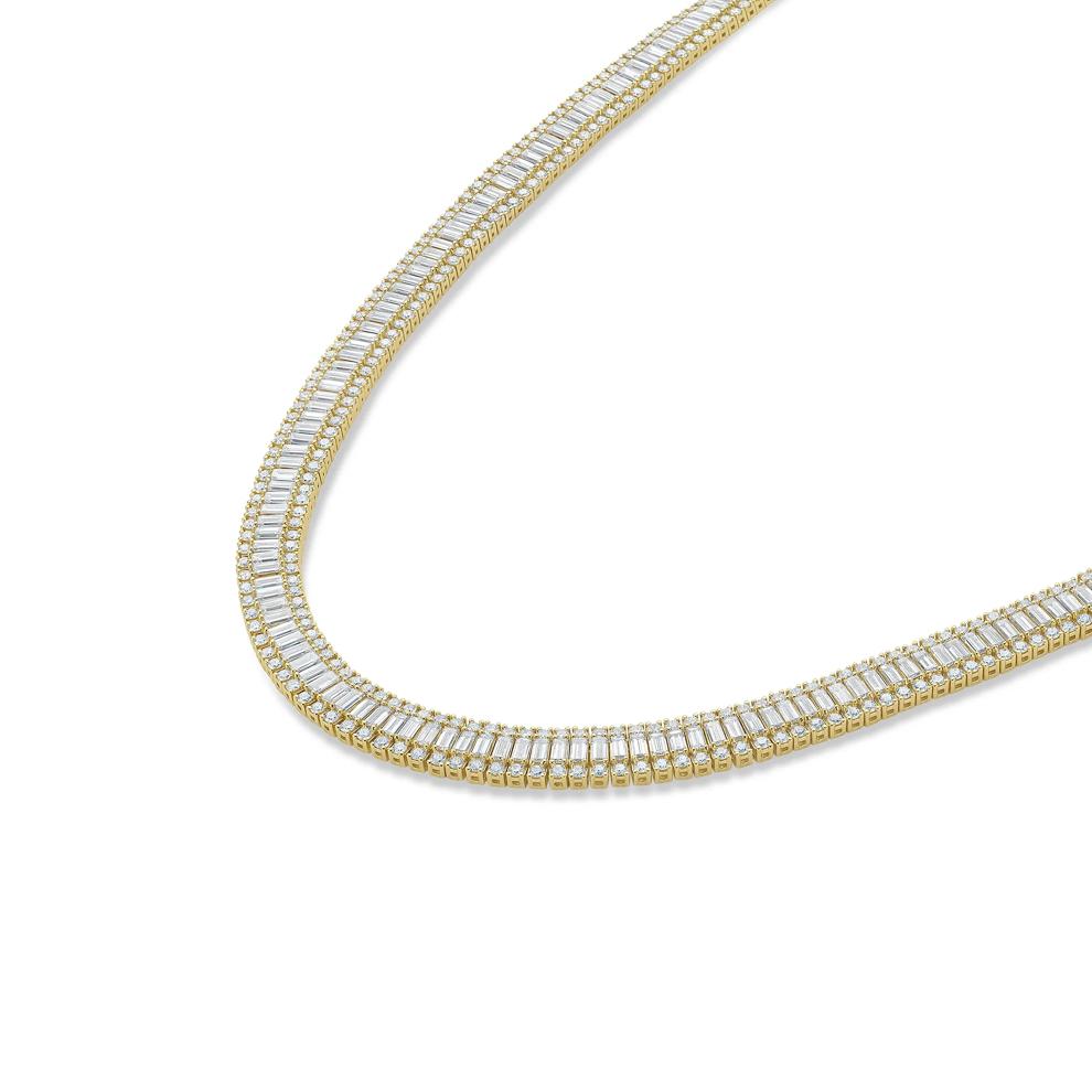 Men's Lab Grown Diamond Baguette &amp; Round Eternity Necklace in 14K Yellow Gold (41 1/6 ct. tw.) – Image 3 of 4