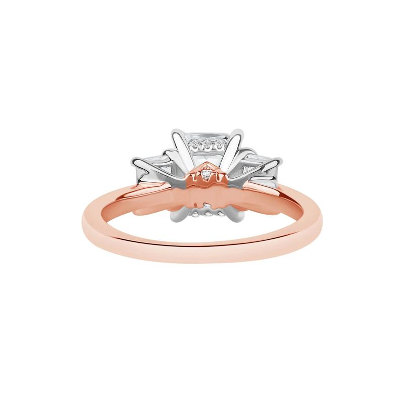 Scottie Lab Grown Diamond Radiant-Cut Three-Stone Engagement Ring in 14K White and Rose Gold (3 ct. tw.) – Image 4 of 5
