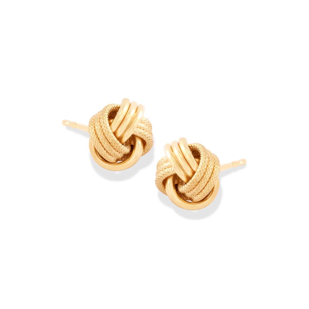 Textured Knot Stud Earrings in 14K Yellow Gold – Image 1 of 2
