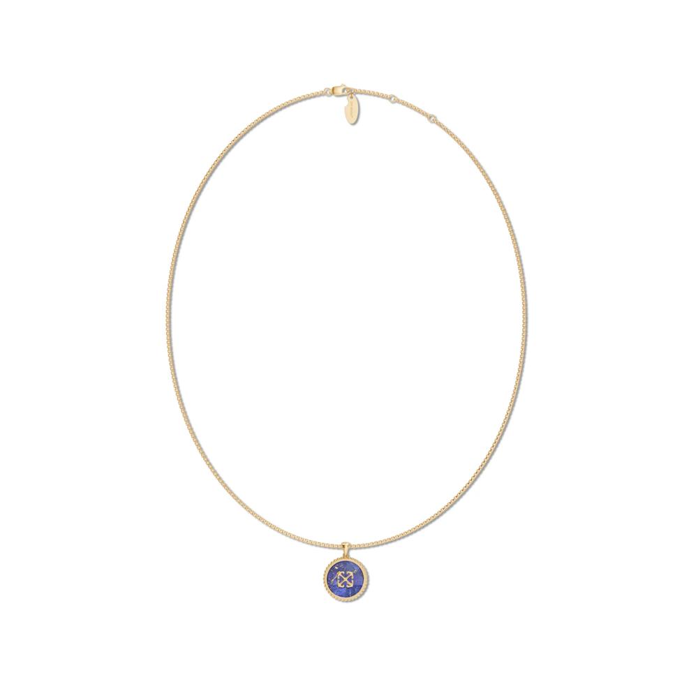 Men's Lapis Arrow Design Disc Pendant Necklace in Vermeil – Image 3 of 4