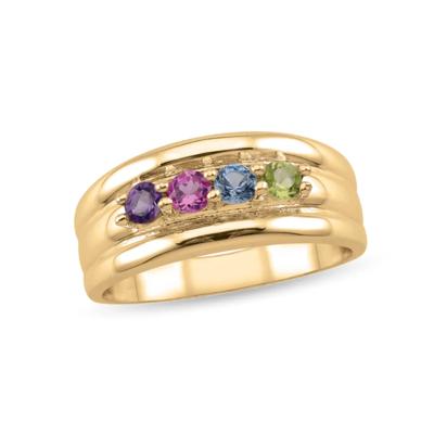 custom gemstone ring with wide band (2-6 stones) in 10K Yellow Gold