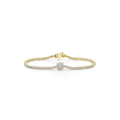Lab Grown Diamond Starburst Cluster Tennis Bracelet in 14K Yellow Gold (3 1/2 ct. tw.)