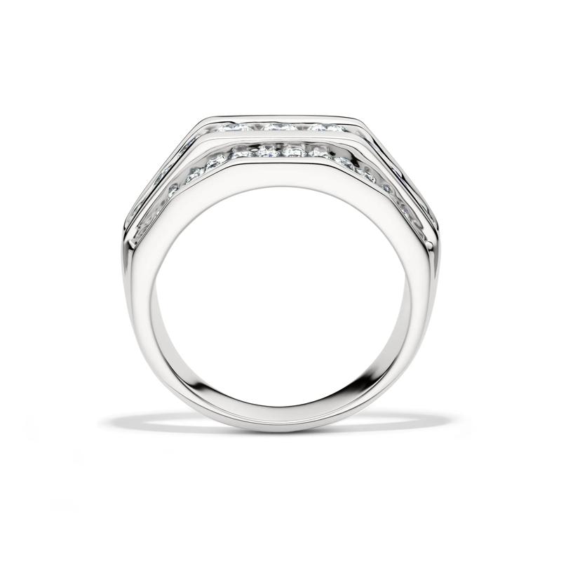 Men&rsquo;s Lab Grown Diamond Wedding Band with Three-Row Setting in 10K White Gold &#40;2 ct. tw.&#41; – Image 2 of 4