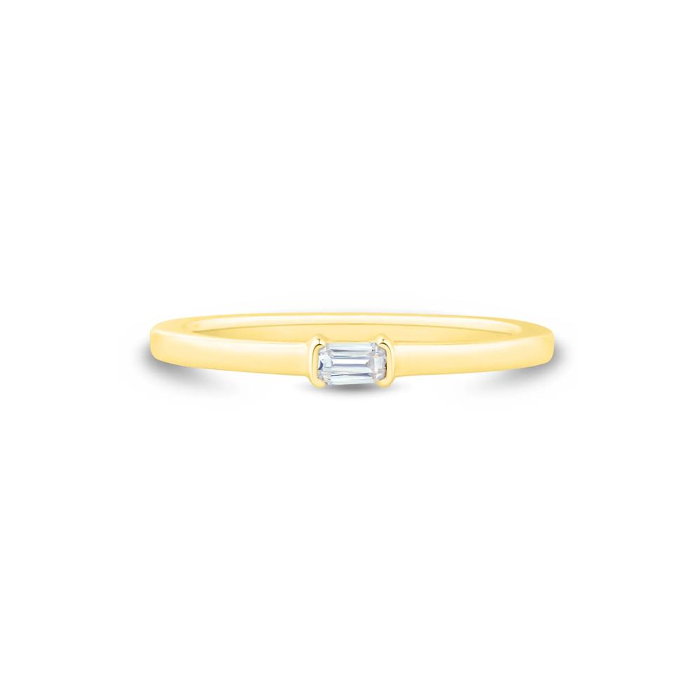 Lab Grown Diamond Emerald-Cut East-West Ring in Vermeil (1/8 ct. tw.) – Image 1 of 3
