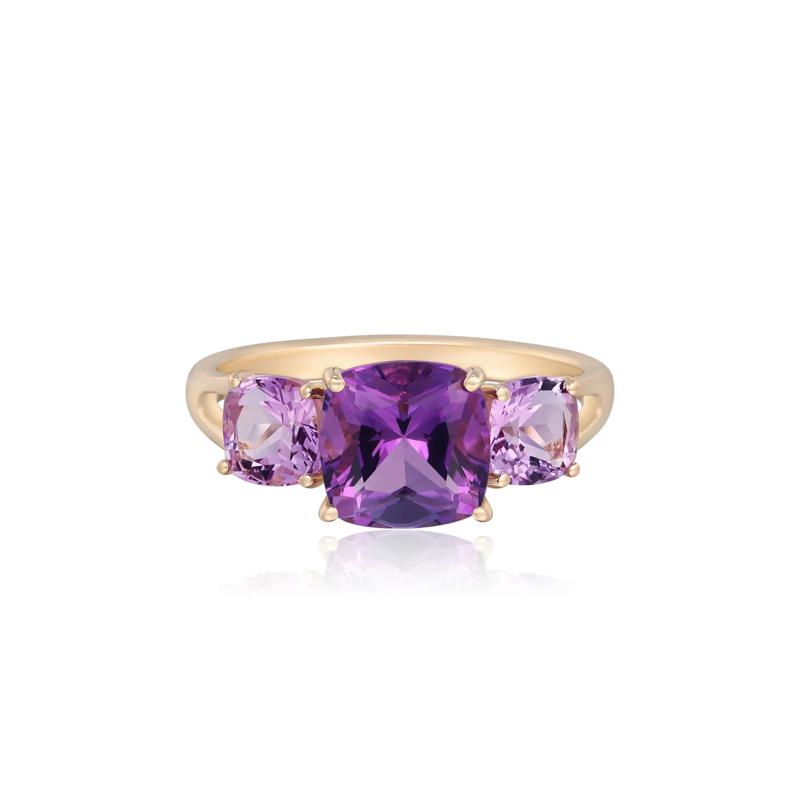 Rose de France Amethyst and Diamond Ring in 10K Yellow Gold – Image 1 of 3