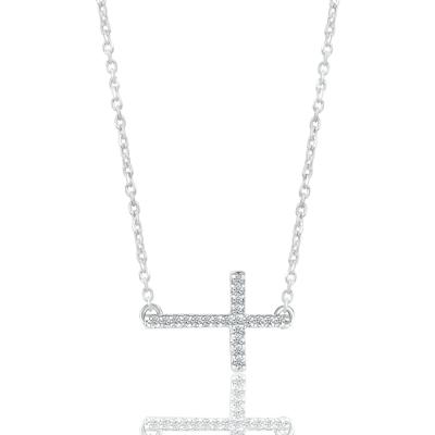 Diamond Accent Cross Necklace in Sterling Silver