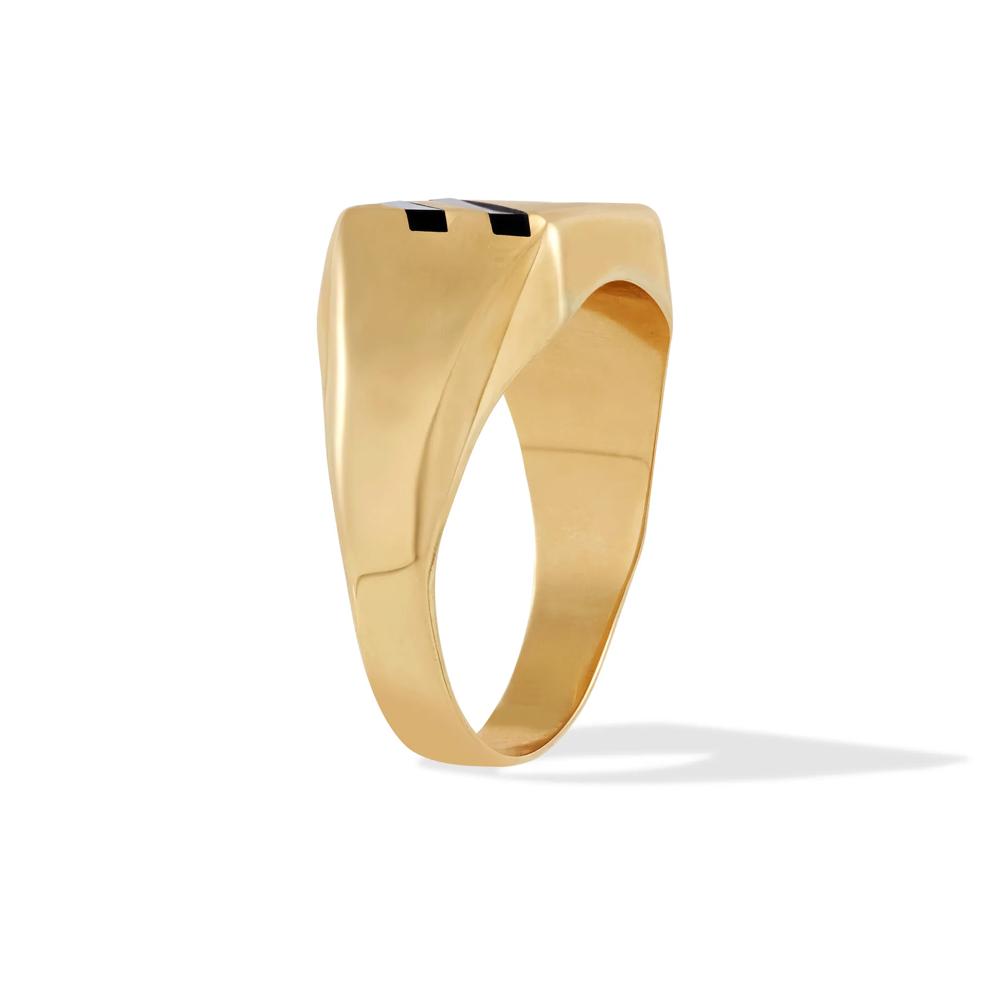 Men's Onyx Striped Ring in 14K Yellow Gold – Image 3 of 4