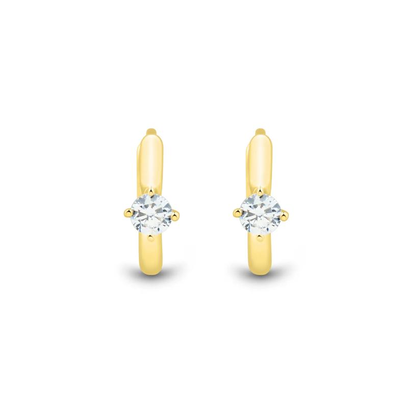 Lab Grown Diamond Huggie Hoop Earrings in 10K Yellow Gold &#40;1/3 ct. tw.&#41; – Image 1 of 5