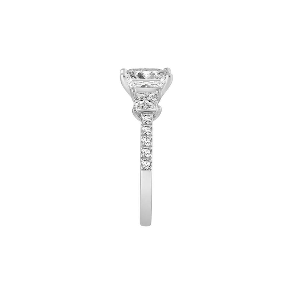 Lab Grown Diamond Princess-Cut Three-Stone Engagement Ring in 14K White Gold (3 ct. tw.) – Image 4 of 4