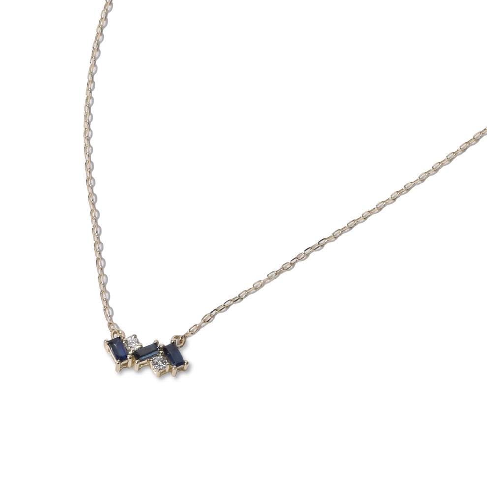 Blue Sapphire &amp; Diamond Accent Cluster Pendant Necklace in 10K Yellow Gold – Image 4 of 4