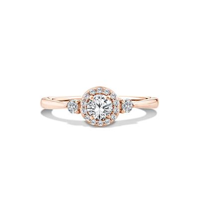 Lab Grown Diamond Halo Promise Ring in 10K Rose Gold (1/2 ct. tw.)