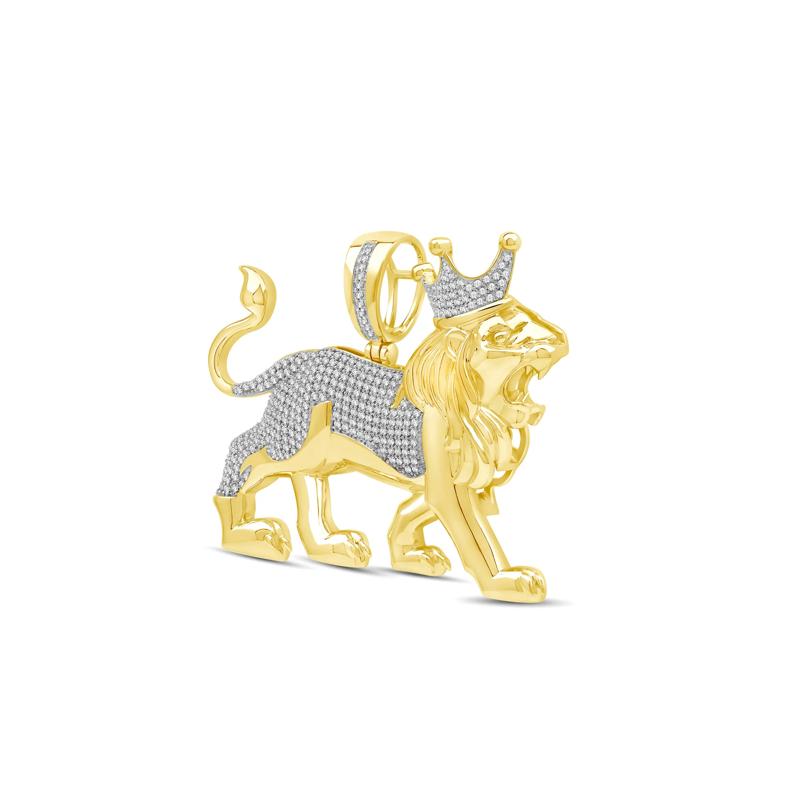 Lab Grown Diamond Crowned Lion Charm in 10K Yellow Gold &#40;3/4 ct. tw.&#41; – Image 4 of 5