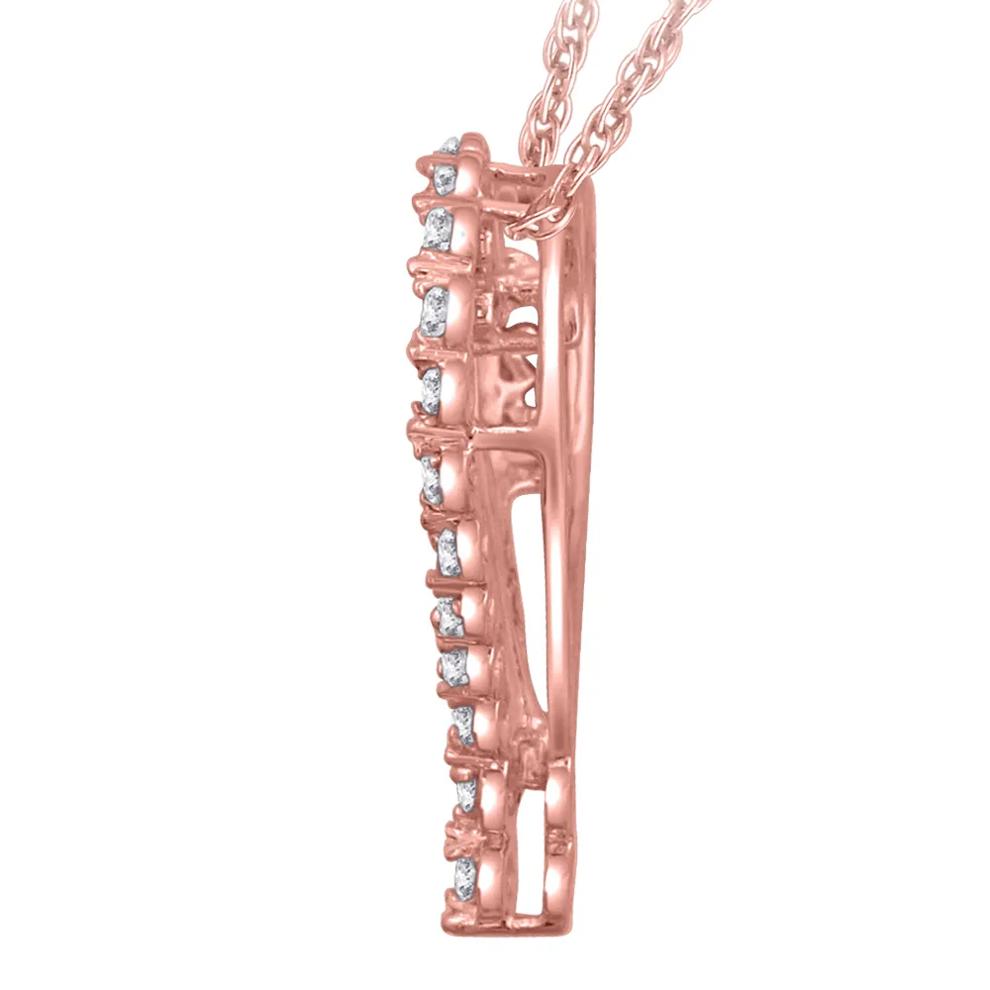 Diamond Journey Heart Pendant in 10K Rose Gold (1/10 ct. tw.) – Image 2 of 2