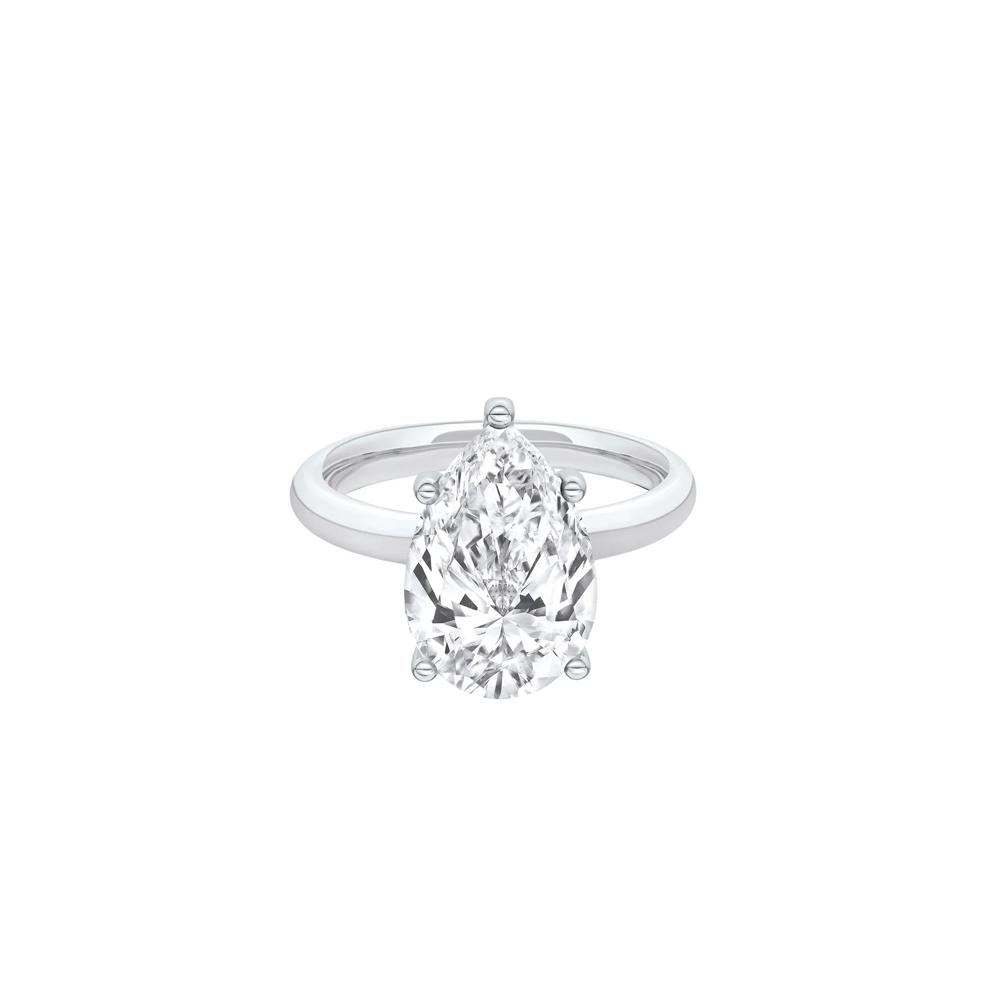 Lab Grown Diamond Pear-Shaped Solitaire Ring in 14K White Gold (4 ct.) – Image 1 of 4