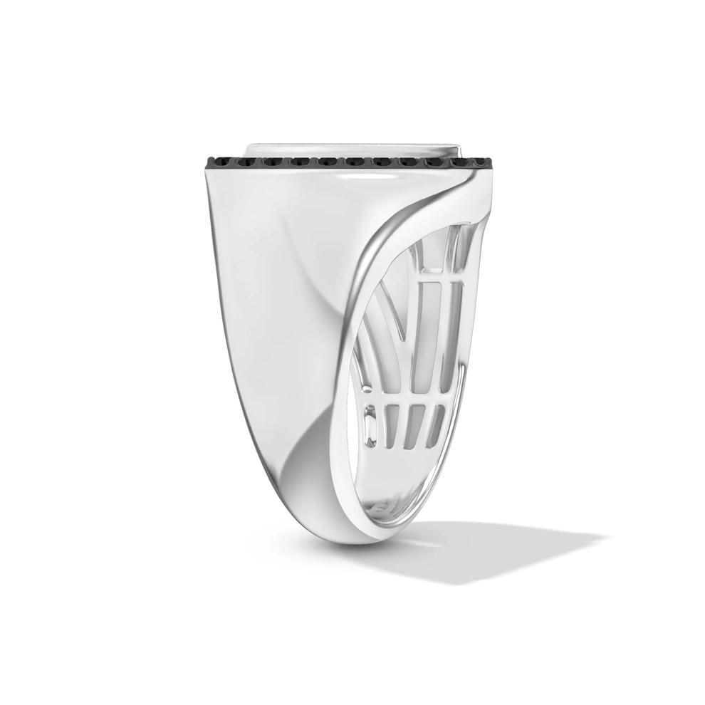 Men's Black Diamond Shield Ring in Sterling Silver (1/2 ct. tw.) – Image 3 of 4