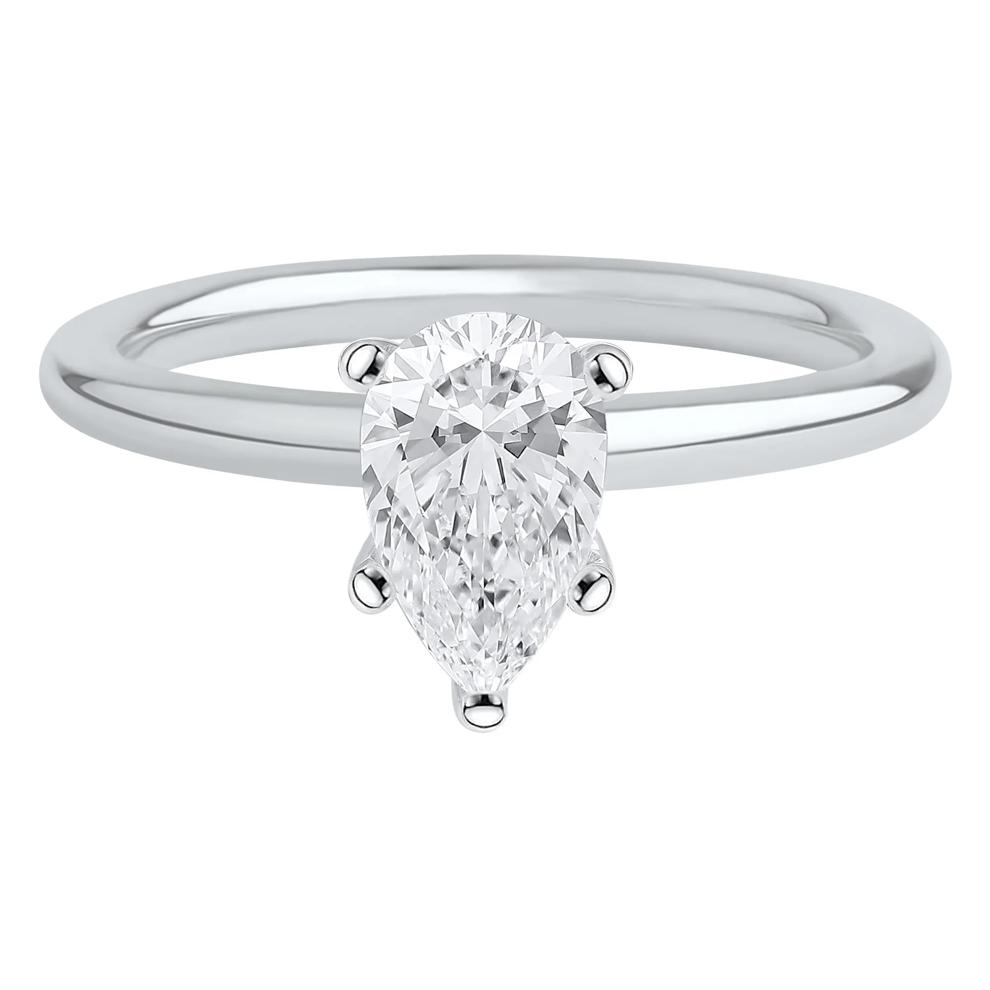 Lab Grown Diamond Pear-Shaped Solitaire Engagement Ring in 14k white gold (1 ct.) – Image 1 of 3