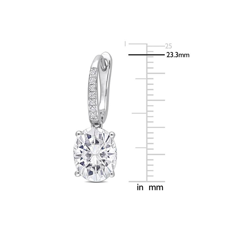 Moissanite Drop Earrings with Oval Stones in Sterling Silver &#40;6 1/10 ct. dew&#41; – Image 2 of 4
