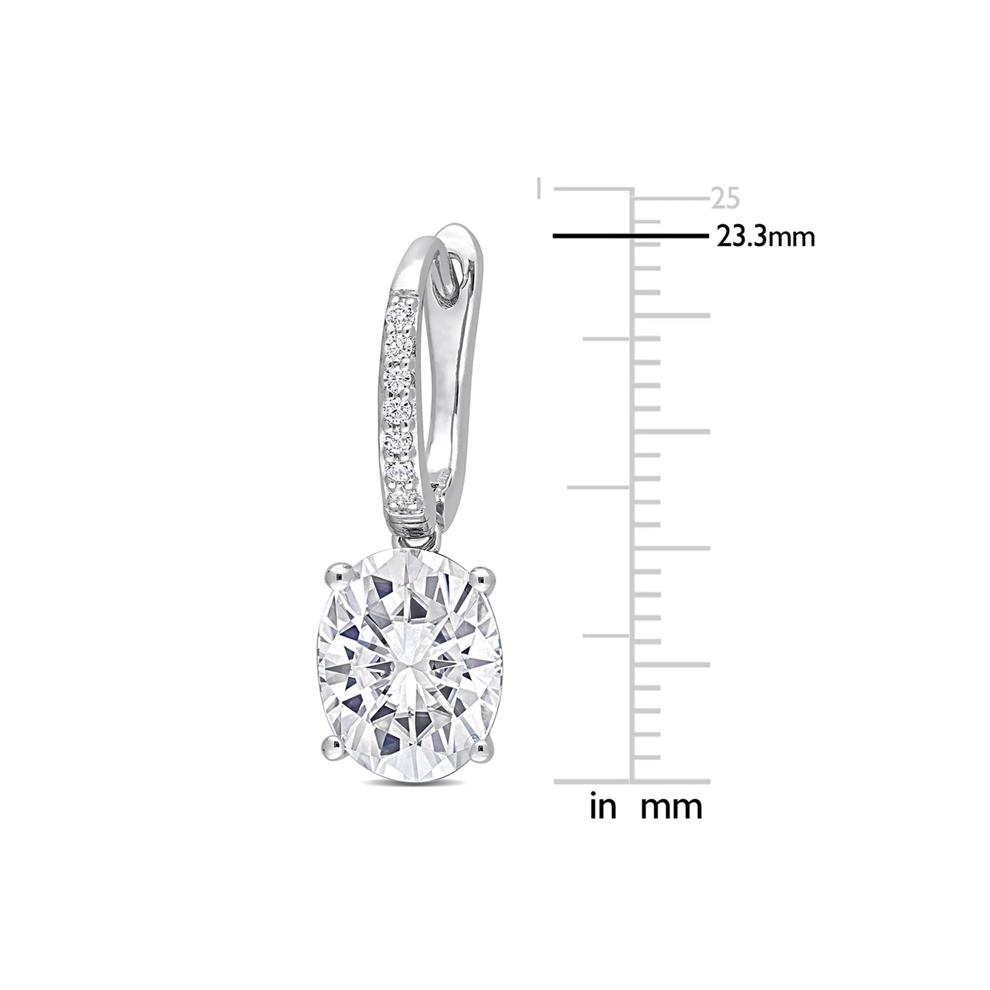 Moissanite Drop Earrings with Oval Stones in Sterling Silver (6 1/10 ct. dew) – Image 2 of 4