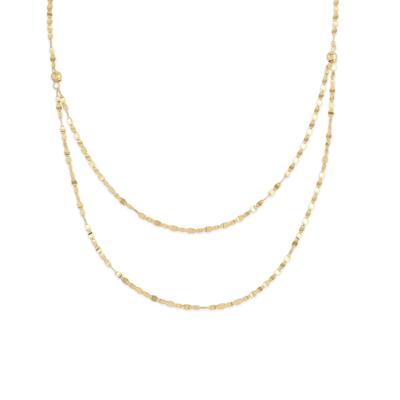 Double Layer Mirror & Beaded Chain in 10K Yellow Gold, 16"