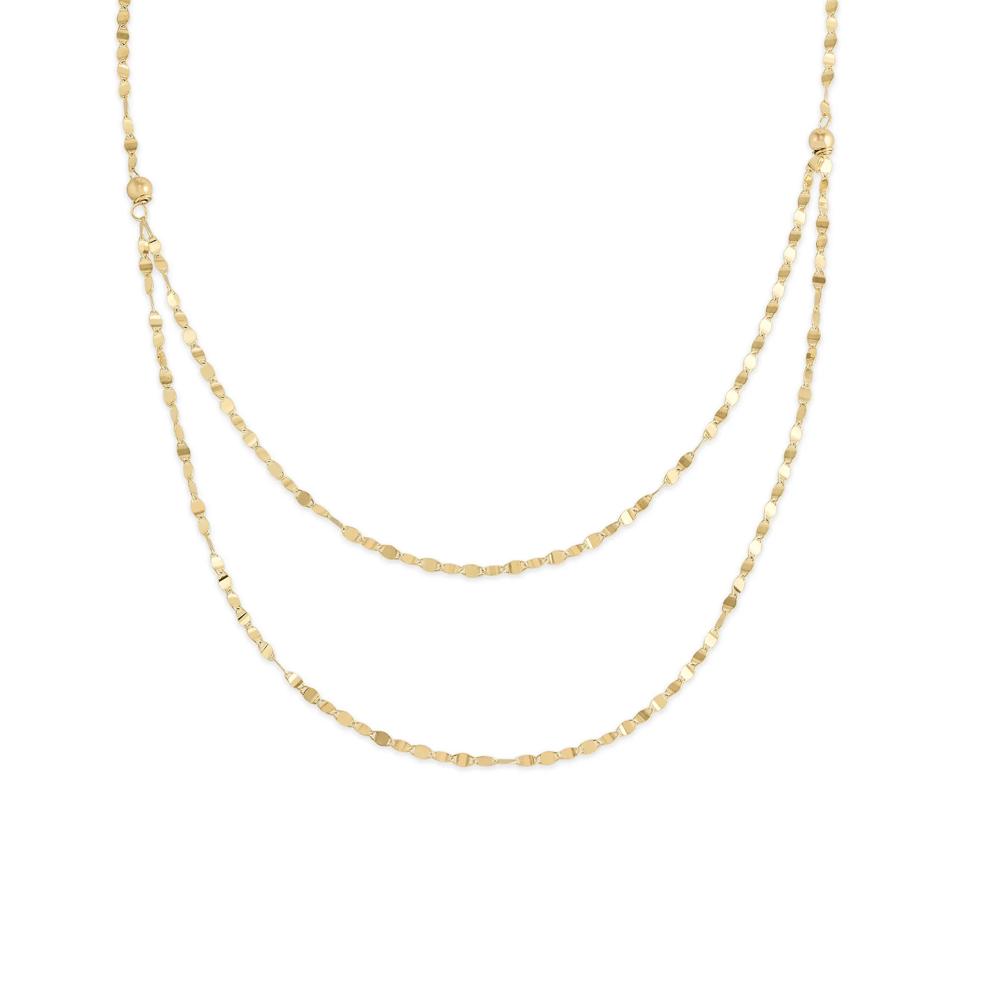 Double Layer Mirror &amp; Beaded Chain in 10K Yellow Gold, 16" – Image 1 of 4