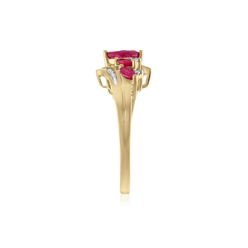 Marquise-Cut Ruby and Diamond Ring in 14K Yellow Gold &#40;1/10 ct. tw.&#41; – Image 3 of 3