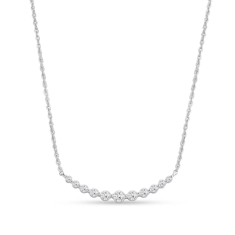 Lab Grown Graduated Diamond Necklace in 14K White Gold &#40;1 ct. tw.&#41; – Image 1 of 3