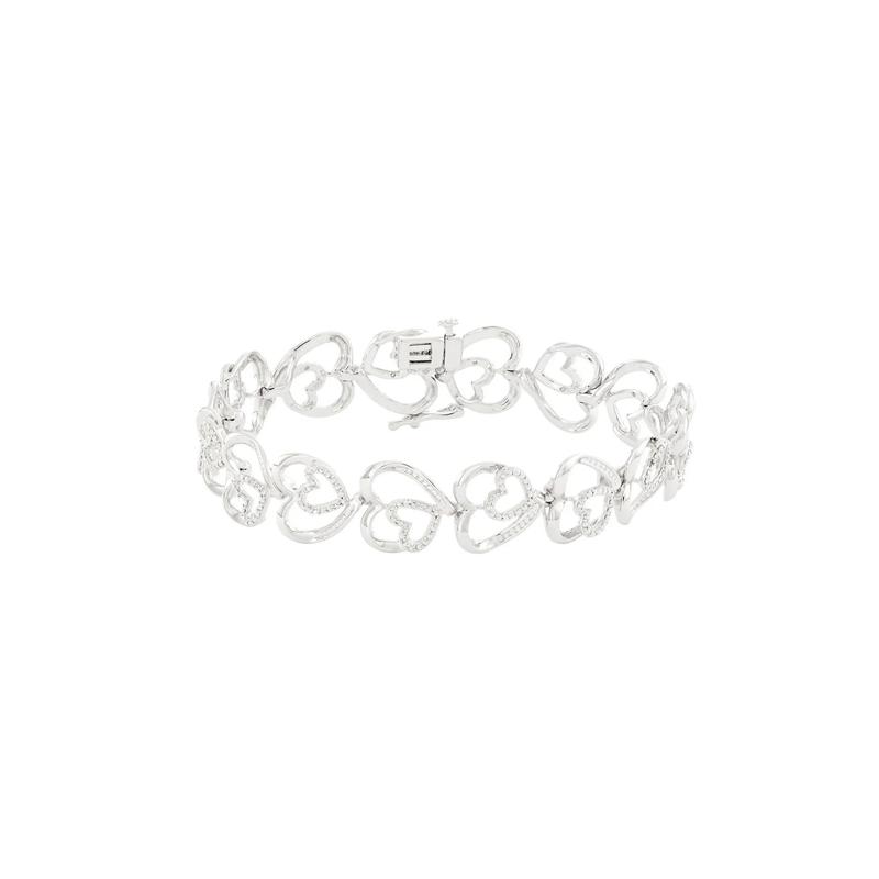 Diamond Double Heart Bracelet, Pendant &amp; Earrings Box Set in Sterling Silver – Image 4 of 4