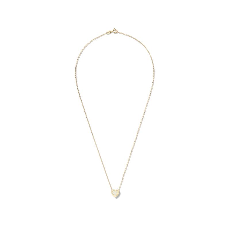Lab-Created Opal Bezel Heart Necklace in 10K Yellow Gold – Image 3 of 3